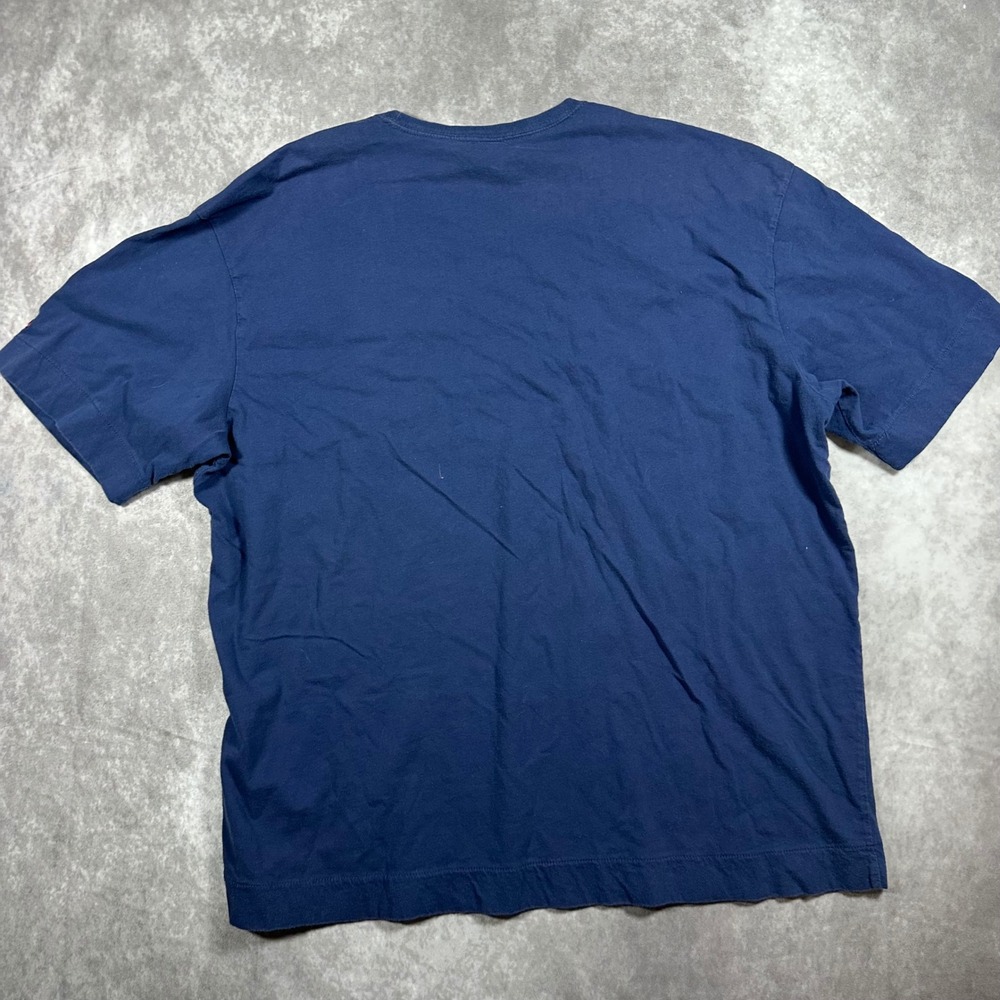 Tommy Hilfiger Mens XL Navy Blue Floral Chest Stripe Crewneck T-Shirt Cotton Y2K - Picture 2 of 5